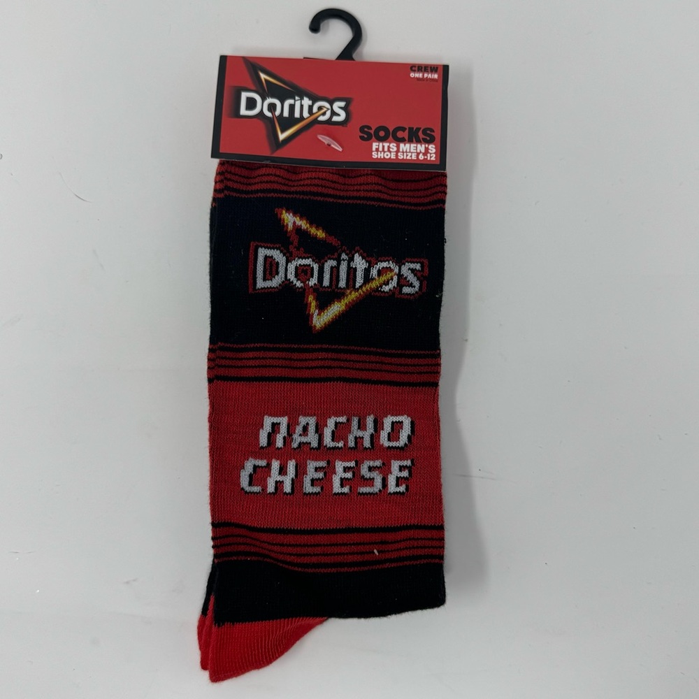 Men's Novelty Doritos Black and Red Crew Socks